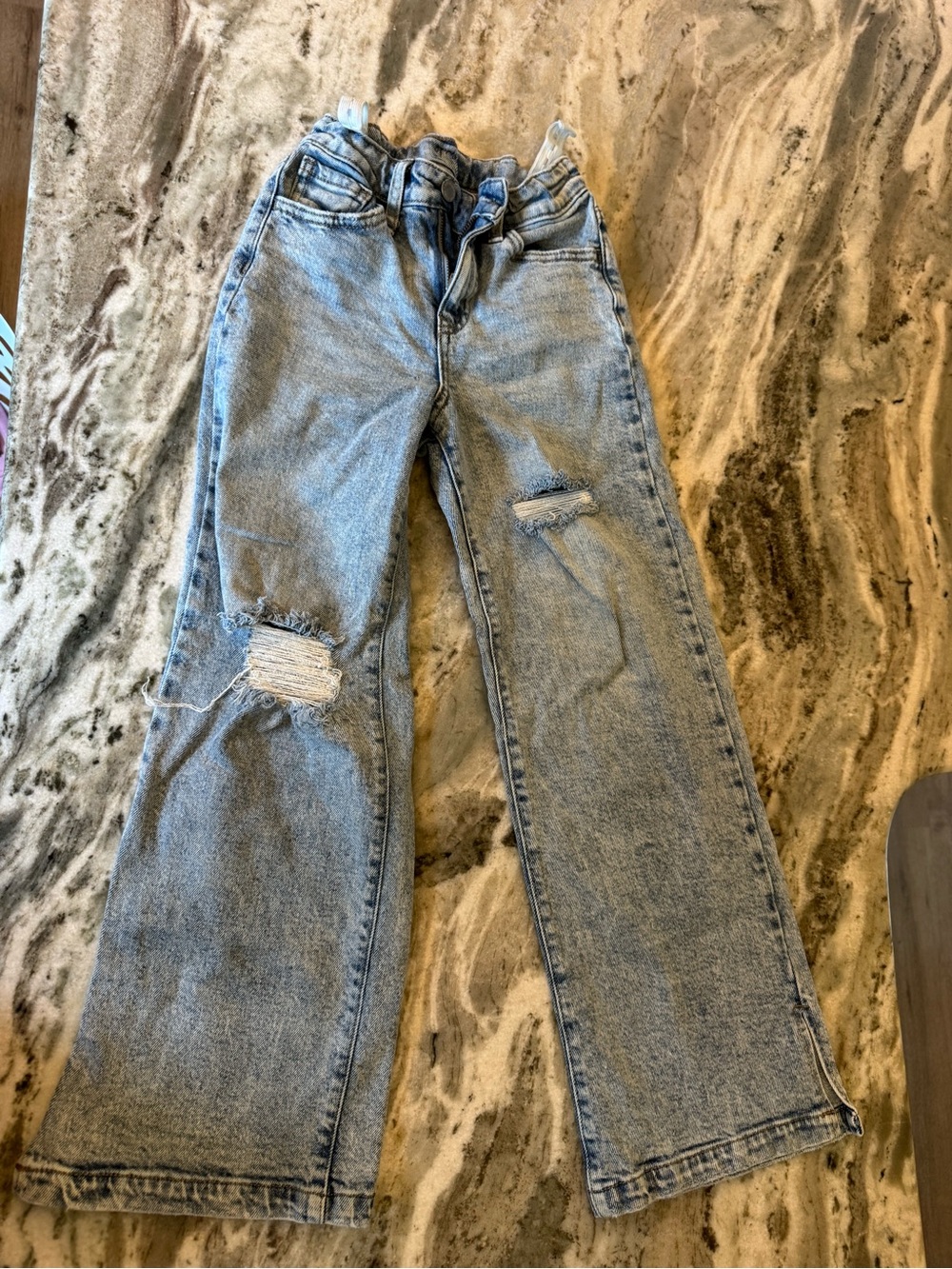 Light Blue Distressed Wide-Leg Girl’s Jeans